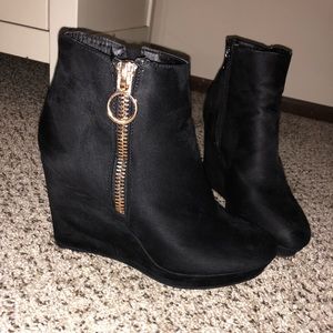 Black Wedge Booties